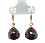 14k Gold 37.18 Carat TW Briolette Genuine Natural Garnet Drop Earrings (#J7129)