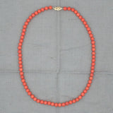 Genuine Natural Ox Blood Red Coral Bead Necklace 5mm Beads w/ 14k Clasp (#J6982)