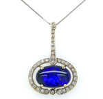 14k Gold Genuine Natural Black Opal and Diamond Pendant with GIA Report (#J6594)