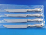 Decor by Gorham Sterling Silver Steak Knife Set 4pc Large Texas Sized Custom 10"