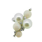 18k White Gold Italian Coral Pearl Diamond Ring (#J4699)