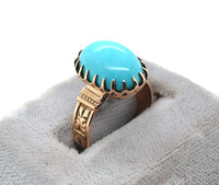 9k Rose Gold Victorian 4.28 Carat Genuine Natural Turquoise Ring (#J6329)