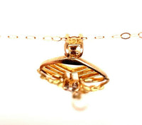 10k Yellow Gold Victorian Diamond Lavaliere Pendant with Leaves (#J5545)
