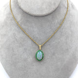 14k Yellow Gold 2.83 Carat Australian Genuine Opal Pendant w/ Emeralds (#J7450)