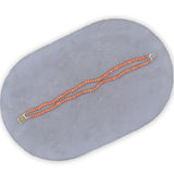 Genuine Natural Coral Bead Double Strand Bracelet 3.5mm w/ 14k Gold Clasp #J6977