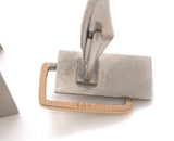 Custom Modernist 14k Yellow Gold and Sterling Cufflinks with Amethyst (#J7362)