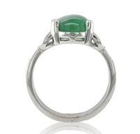 18k White Gold 4.17 Carat A Jadeite Jade and Diamond Ring w/ GIA Report (#J7014)