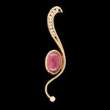14k Harry Roa Large Modernist Tie Tack Pin w/Diamonds Cabochon Gemstone (#J7365)