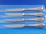 Grande Baroque Wallace Sterling Silver Steak Knife Set 4pc Custom 9 1/4" Serrate