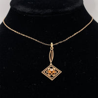 14k Yellow Gold Victorian Genuine Natural Diamond Lavaliere Pendant (#J6063)