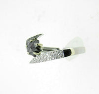 14k White Gold Black Star Cut Genuine Natural Diamond Ring (#J5117)