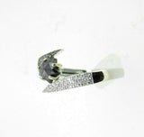 14k White Gold Black Star Cut Genuine Natural Diamond Ring (#J5117)