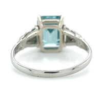 18k White Gold 3.99 Carat Teal Blue Genuine Natural Zircon Diamond Ring (#J6921)