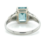 18k White Gold 3.99 Carat Teal Blue Genuine Natural Zircon Diamond Ring (#J6921)