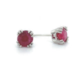 Platinum 1.72 Carat Genuine Natural Ruby Stud Earrings Jewelry (#J6318)