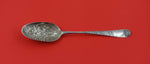 English Georgian Sterling Silver Serving Spoon chased handle w/ flowers 8 1/8"