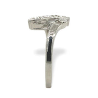 14k White Gold Vintage Genuine Natural Diamond Bypass Ring (#J7110)