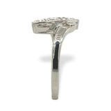 14k White Gold Vintage Genuine Natural Diamond Bypass Ring (#J7110)