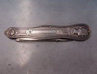 Medallion by Unknown Sterling Silver Pocket Knife w/Nut Pick Fruit Knife (#7237)
