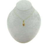 10k Yellow Gold Lavaliere Pendant with Red Glass and Pearl (#J4763)