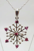 14k Gold Pink Genuine Natural Sapphire Snowflake Pendant (#J229)