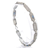 10k White Gold Art Deco Diamond Filigree Bracelet w/ Paste Stones 7.25" (#J6882)