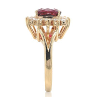 14k Yellow Gold 3.75 Carat Genuine Natural Garnet Ring w/ Diamond Halo (#J6765)