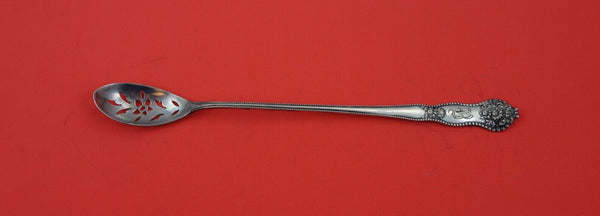 Adolphus by Mount Vernon Sterling Olive Spoon long pierced w/ flower 8 3/4"