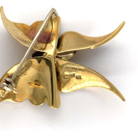 18k Gold Enamel Butterfly Pin with Diamond Accents Signed by Ruth Satsky #J6270