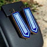 Kaufmann 14k Gold Vermeil Genuine Natural Opal Intarsia Earrings w/Lapis #J6243