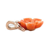 14k Rose Gold Pendant with Carved Genuine Natural Coral Flower Jewelry (#J7430)