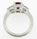 Platinum 1.10 Carat Ruby Ring with GIA Report Jewelry Size 4.5 (#J4501)