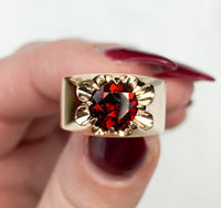 10k Rose Gold 1.71ct Genuine Natural Garnet Men's Ring Belcher Size 7.25 #J7212