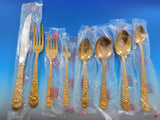 Repousse by Kirk Sterling Silver Flatware Set For 8 Service 71 pcs Vermeil New