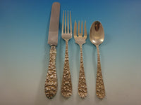 Rose by Stieff Sterling Silver Flatware Set For 8  Service 53 Pieces Repousse