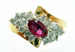 14k Yellow Gold Genuine Natural Ruby and Diamond Ring Size 7.75 (#J2746)