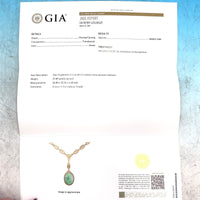 14k Yellow Gold Art Deco Filigree Jadeite Jade Necklace w/ GIA Report (#J5664)