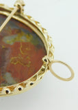 Large 10k Yellow Gold Oval Genuine Natural Agate Pin / Pendant (#J4256)