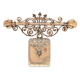 Victorian 10k Rose Gold Pin with Wire Work and Attached Diamond Locket (#J6690)