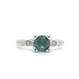 Platinum .92ct Teal Montana Genuine Natural Sapphire Ring (#J5571)