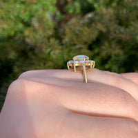 14k Yellow Gold Marquise Genuine Natural Opal Cluster Ring Size 6.25 (#J6493)