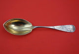 Acid Etched By Various Makers Sterling Silver Preserve Spoon #9 GW  7 1/2"