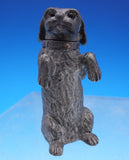 Silverplate Pepper Shaker Form of Dog Brown Glass Eyes Victorian 2 3/4" (#9028)