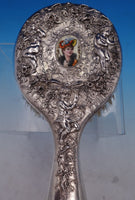 Gorham Sterling Silver Hairbrush #80 with Cherubs Flowers Enamel Lady (#8214)