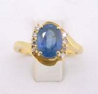 14K Gold Large 2.24ct Genuine Natural Sapphire and Diamond Ring (#J541)