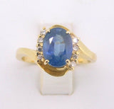 14K Gold Large 2.24ct Genuine Natural Sapphire and Diamond Ring (#J541)