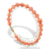 7mm-10mm Genuine Natural Coral Bead Bracelet w/14k Gold Fits 6 3/4" Wrist #J7332