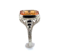 14k White Gold 4.97 Carat Genuine Natural Citrine Filigree Ring Size 9 (#J6367)