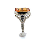 14k White Gold 4.97 Carat Genuine Natural Citrine Filigree Ring Size 9 (#J6367)