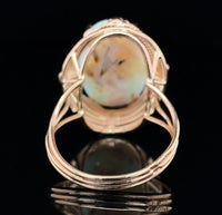 14k Rose Gold Handwrought Ring with a Large 6.05 Carat Australian Opal (#J6577)